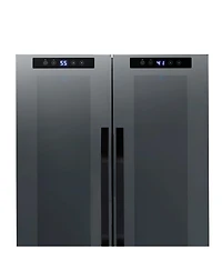 Newair Shadow Series Wine Cooler Refrigerator 12 Bottle & 39 Can Dual Temperature Zones, Freestanding Mirrored Wine and Beverage Fridge with Double-La