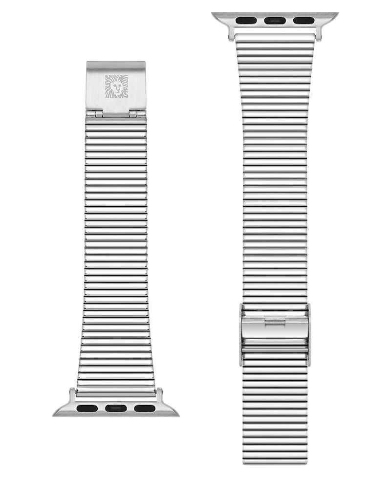 Anne Klein Women's Silver-Tone Stainless Steel Ribbed Bracelet designed for Apple Watch 42mm (Series 10) & 38/40/41mm