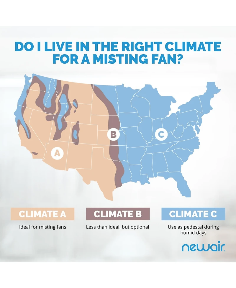 Newair Outdoor Misting Fan and Pedestal Fan in Black, Cools 500 sq. ft. with 3 Fan Speeds and Wide-Angle Oscillation