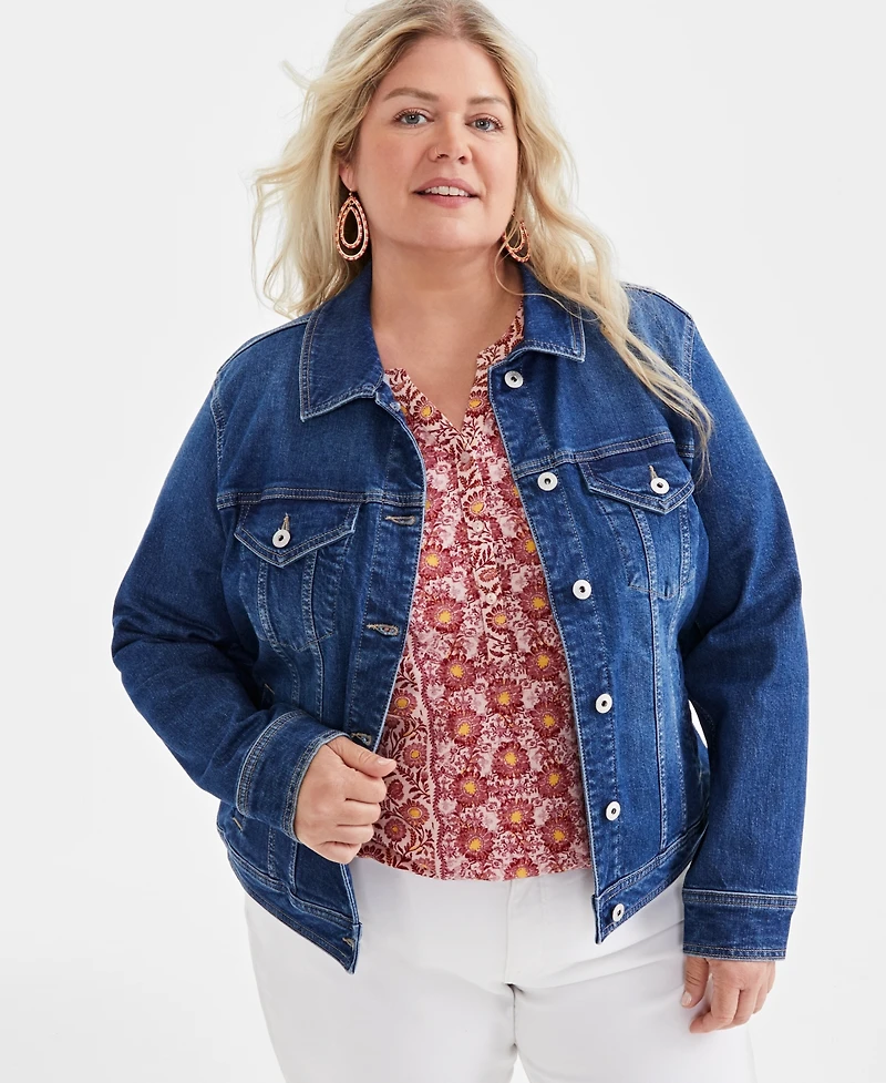 Style & Co Plus Classic Denim Jacket, Exclusively at Macy's