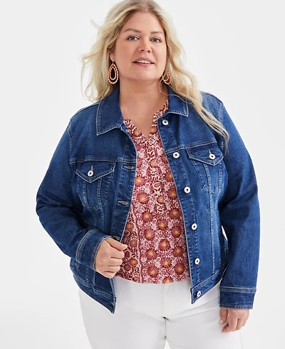 Style & Co Plus Classic Denim Jacket, Exclusively at Macy's