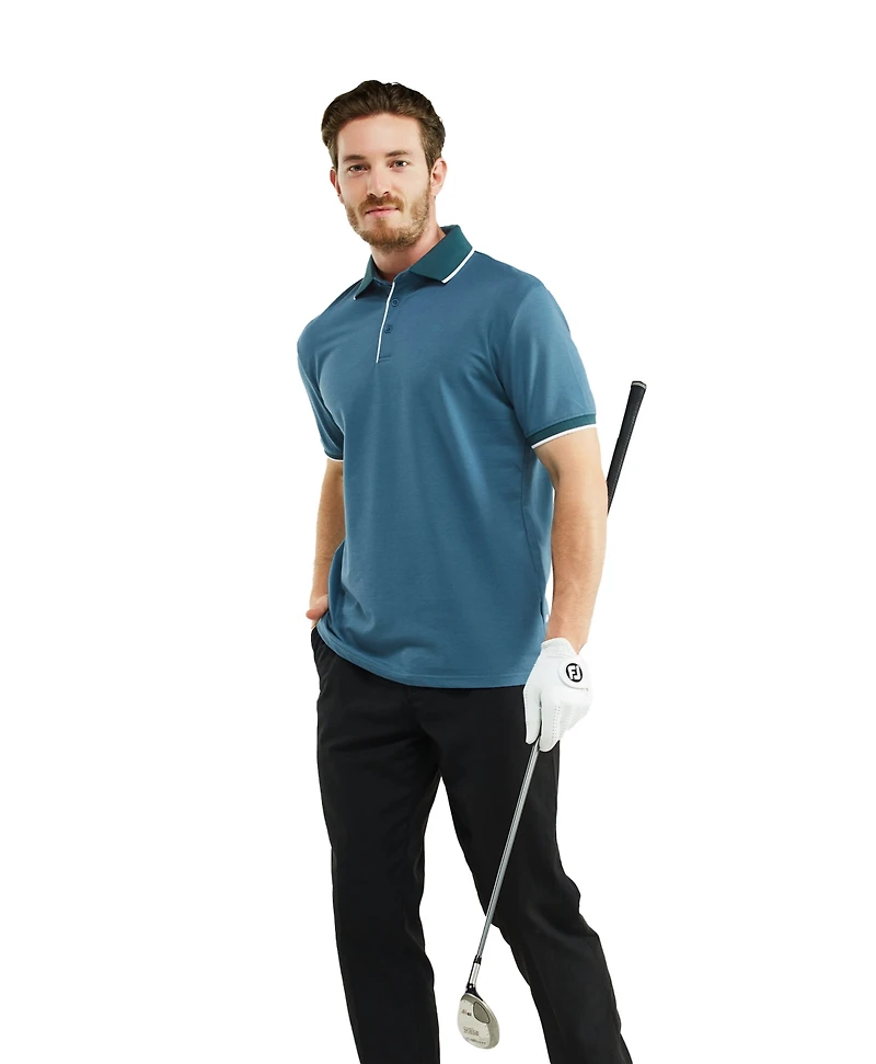 Men's Classic-Fit Cotton-Blend Pique Polo Shirt with Contrast Collar