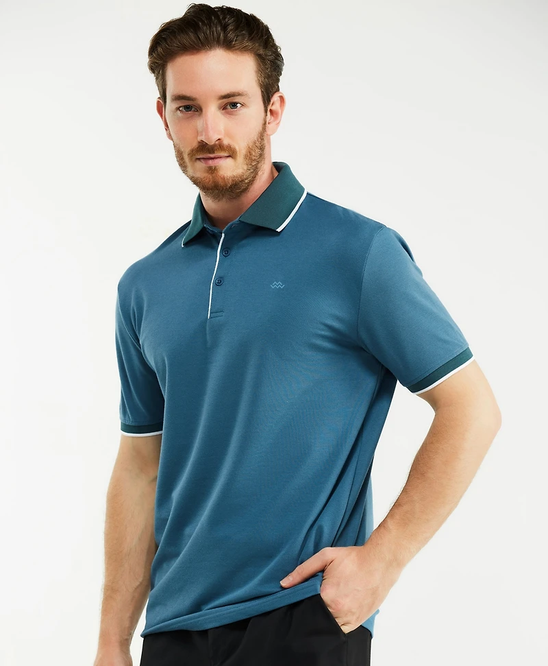 Men's Classic-Fit Cotton-Blend Pique Polo Shirt with Contrast Collar for Big & Tall