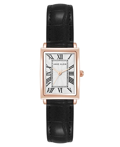 Anne Klein Women's Quartz Black Leather Band Watch