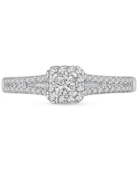 Diamond Halo Double Row Engagement Ring (1/2 ct. t.w.) in 14k White Gold
