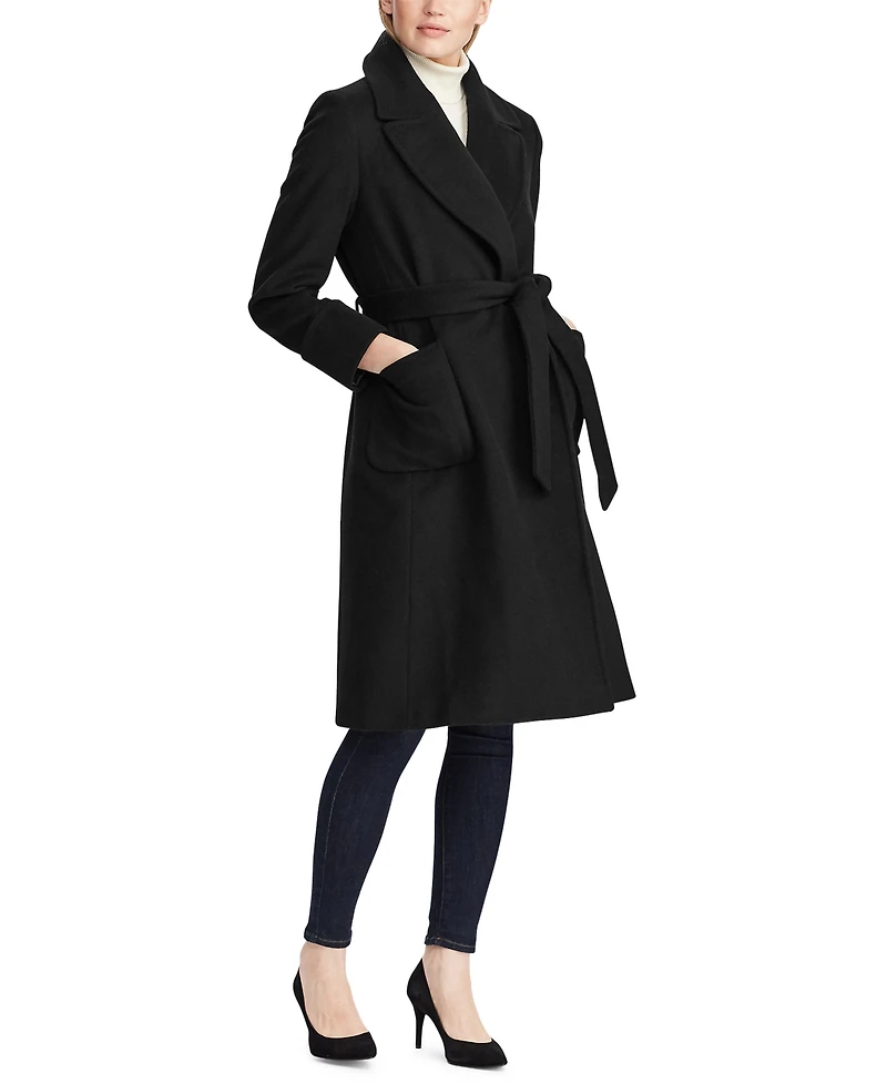 Lauren Ralph Women's Wool-Blend Belted Wrap Coat