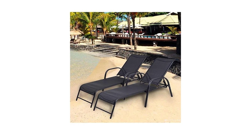 Slickblue Set of 2 Patio Adjustable Recliner Lounge Chairs