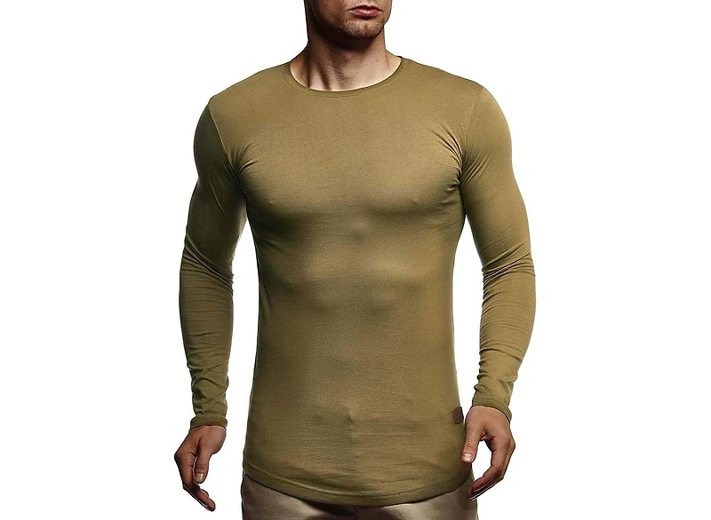 Leif Nelson Men's Longsleeve Shirt Basic Crew Neck Slim Fit Longsleeve Crew Neck Pullover Sweatshirt Long Sleeve Crew Neck