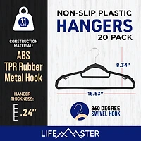 Lifemaster 30 Pcs. of Dry Wet Clothes Hangers for Clothes - Heavy Duty Coat Hanger Set with 360° Swivel Hook