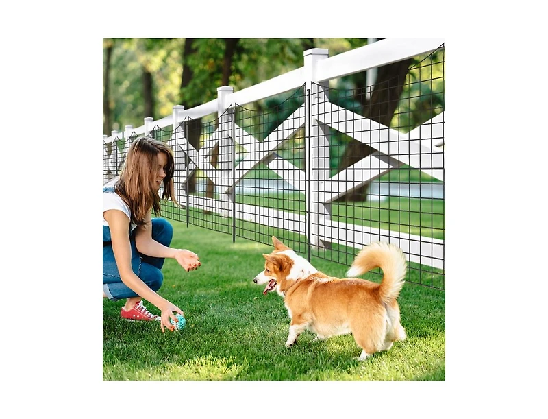 Slickblue Decorative Garden Fence with 5 Panels and 5 Stakes-Black