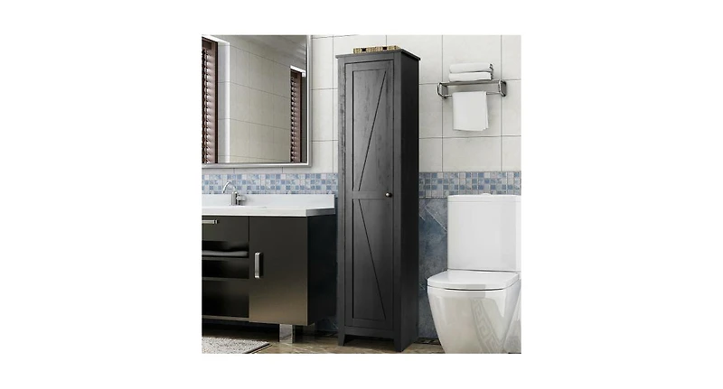 Slickblue Linen Tower Bathroom Storage Cabinet Tall Slim Side Organizer with Shelf