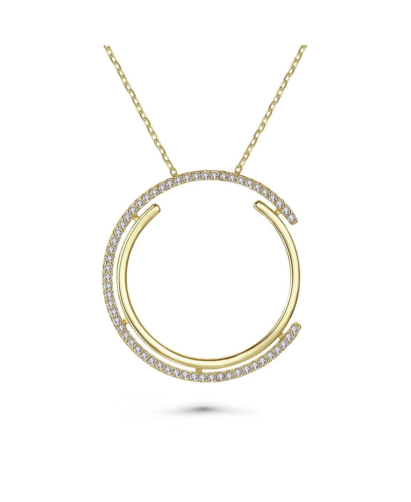 Cubic Zirconia Concentric Eternity Pendant Necklace Sterling Silver
