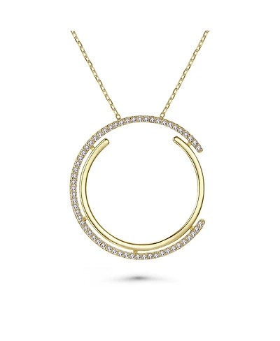 Cubic Zirconia Concentric Eternity Pendant Necklace Sterling Silver