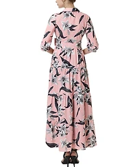 kimi + kai Maternity Matenrity Floral Print Nursing Maxi Shirt Dress