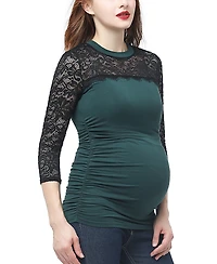 kimi + kai Maternity Peyton Lace Trim Top