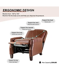 Hickey Modern Genuine Leather Recliner with Nailhead Trim