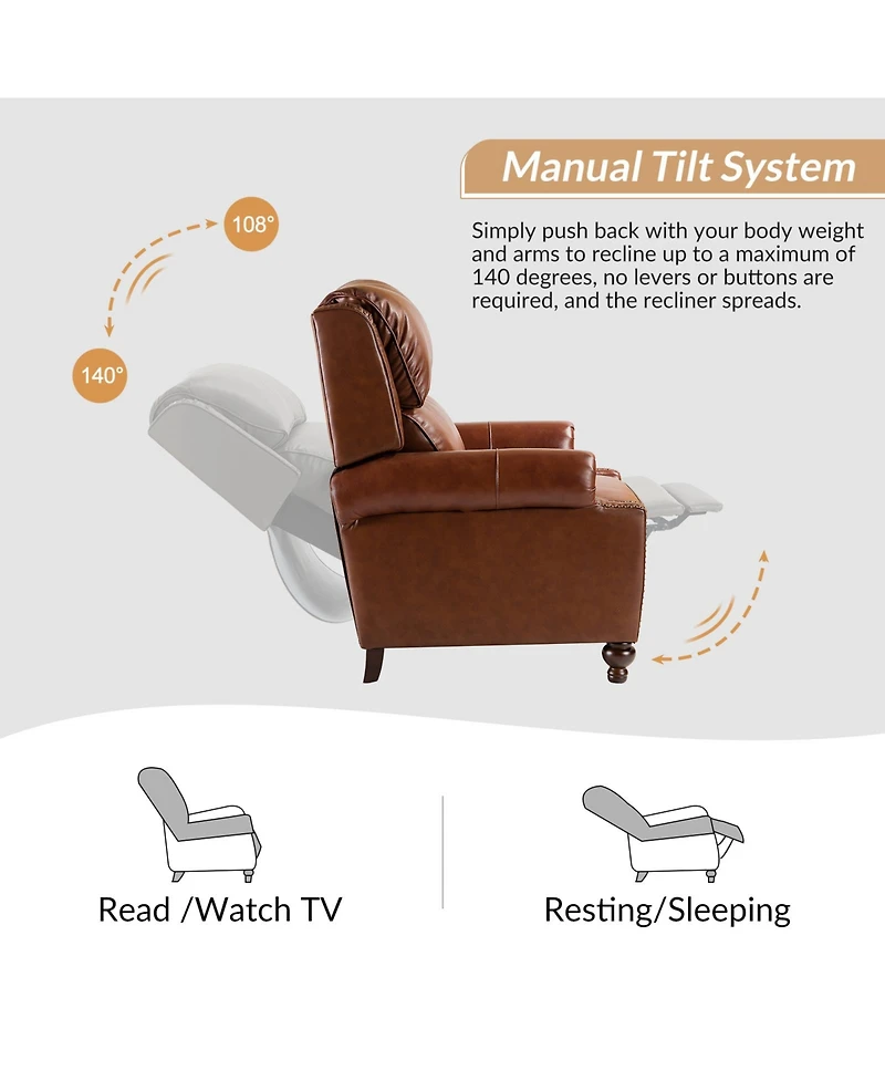 Franco Genuine Leather Manual Recliner