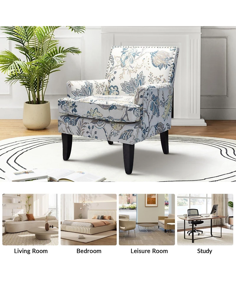 Herrera Classic Upholstered Armchair with Nail Head Trim