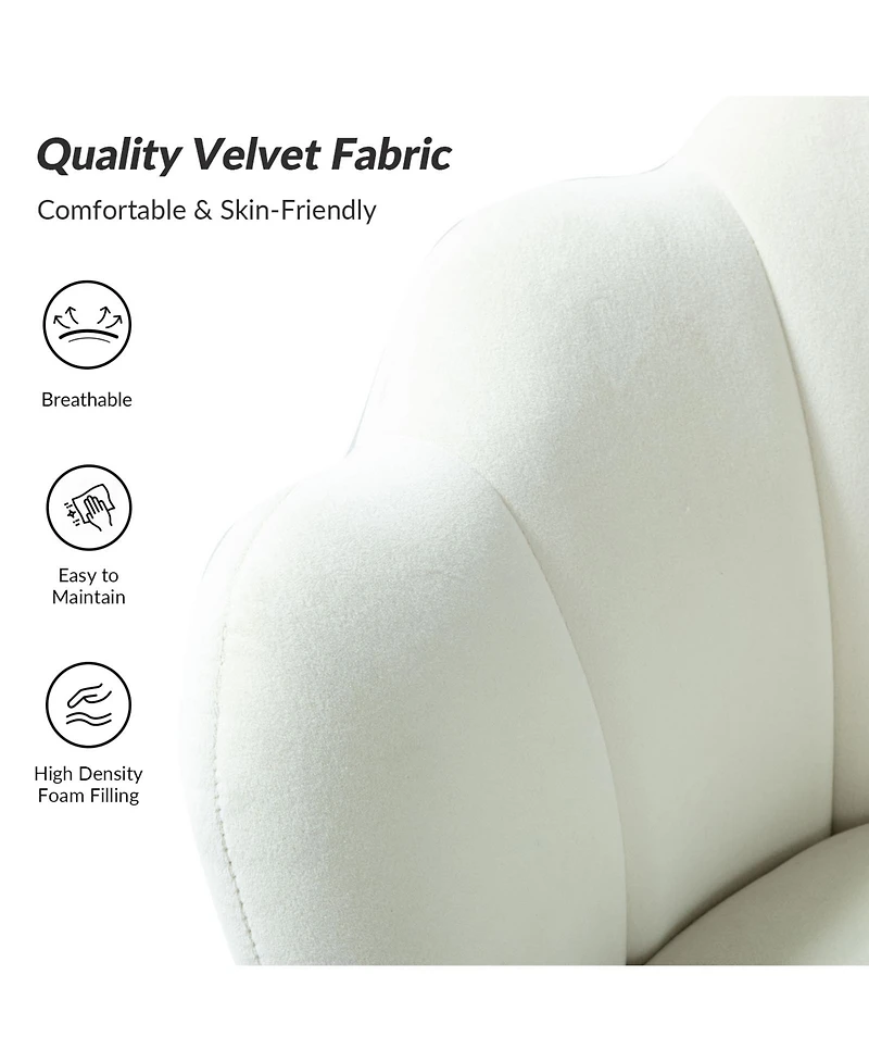 Modern Velvet Barrel Chair with Channel Tufted Back