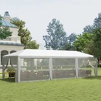 Outsunny 10' x 28' Party Tent with 8 Removable Net Sidewalls,