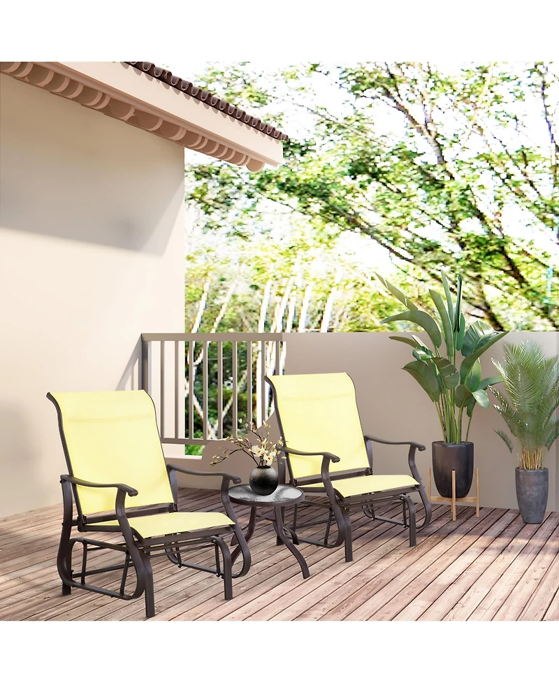 Outsunny Outdoor Glider Chair, Steel Rocking Chair, Patio, Backyard, Porch, Garden, Beige
