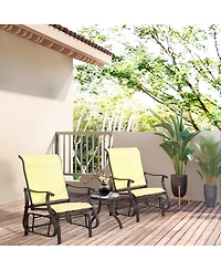 Outsunny Outdoor Glider Chair, Steel Rocking Chair, Patio, Backyard, Porch, Garden, Beige