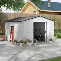 Outsunny 11ft x 9ft Outdoor Metal Storage Shed with 2 Doors,
