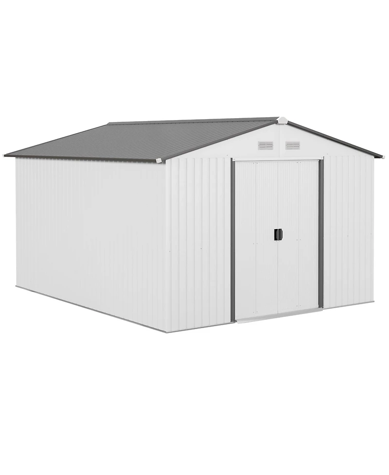Outsunny 11ft x 9ft Outdoor Metal Storage Shed with 2 Doors,