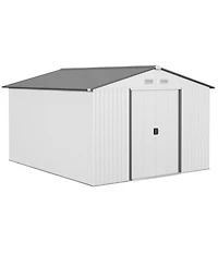 Outsunny 11ft x 9ft Outdoor Metal Storage Shed with 2 Doors,