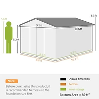 Outsunny 11ft x 9ft Outdoor Metal Storage Shed with 2 Doors