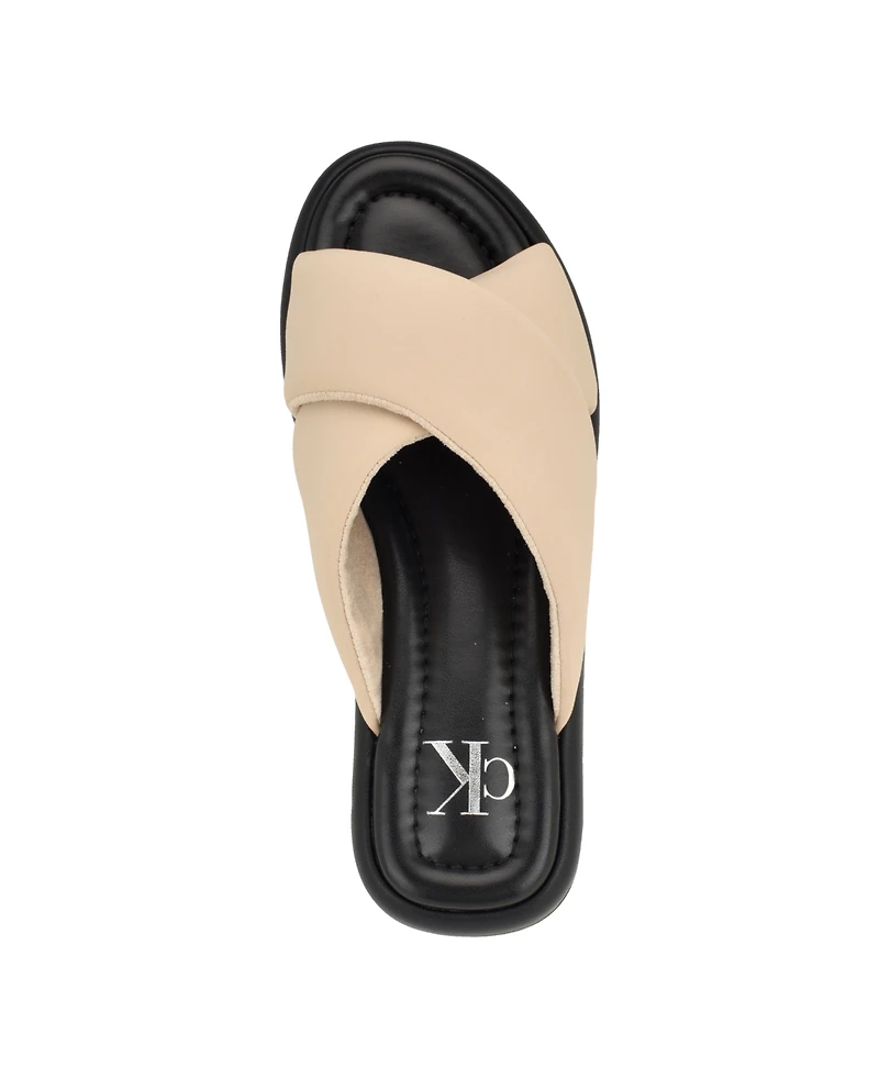 Calvin Klein Women's Evey Criss-Cross Slip-On Sandals