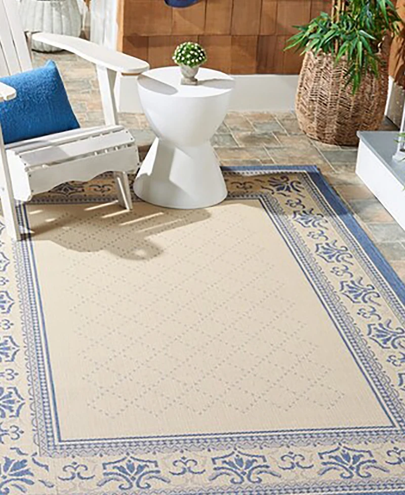 Safavieh Courtyard CY0901 Natural and Blue 8' x 11' Outdoor Area Rug