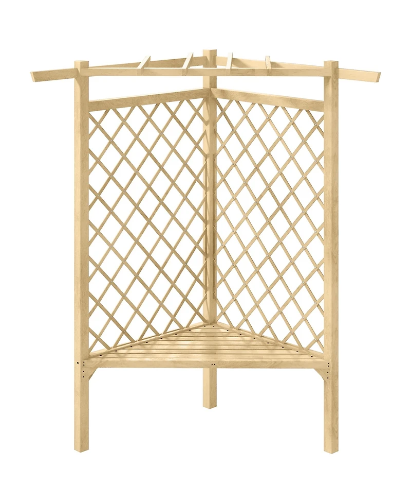 Outsunny Wooden Garden Bench with Screen Backrest, Climbing Vine, Natural
