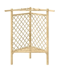 Outsunny Wooden Garden Bench with Screen Backrest, Climbing Vine, Natural