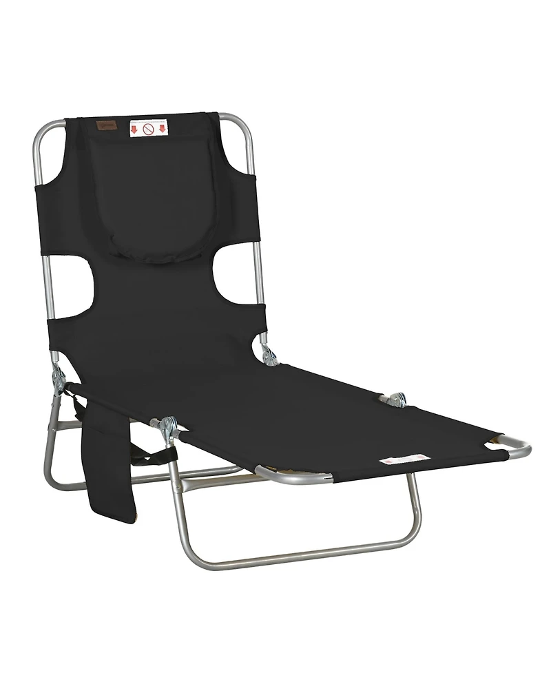 Outsunny Folding Outdoor Lounge w/ Face Hole, 5-level Recline,