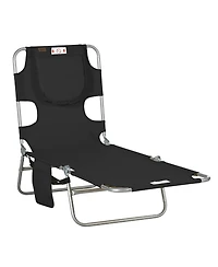 Outsunny Folding Outdoor Lounge w/ Face Hole, 5-level Recline,