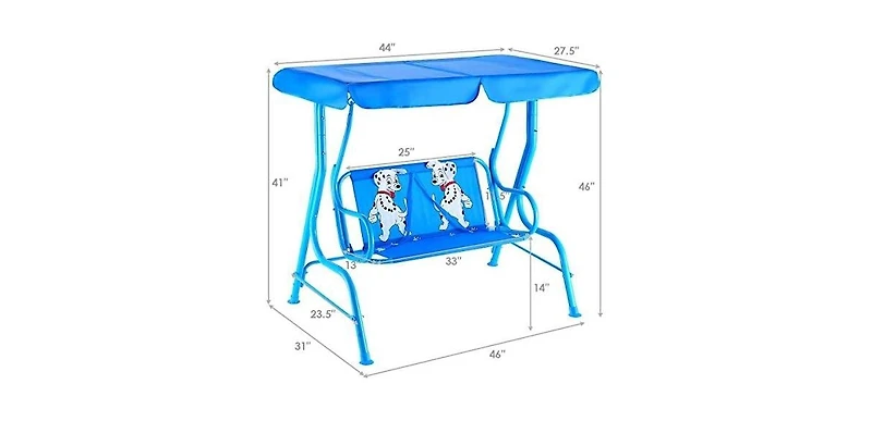 Sugift Outdoor Kids Patio Swing Bench with Canopy 2 Seats