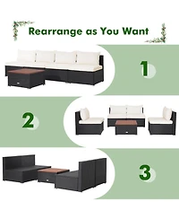 Sugift 5 Piece Outdoor Furniture Set with Solid Tabletop and Soft Cushions