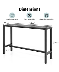Inolait 55 Inch Outdoor Bar Table with Waterproof Top and Heavy-duty Metal Frame