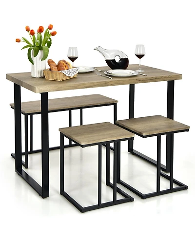 5-Piece Folding Table and Chair Set for Indoor/Outdoor Use