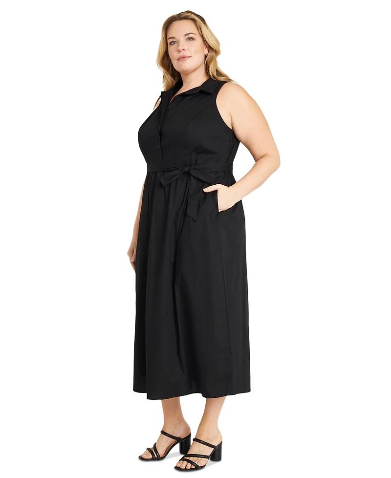 Maggy London Plus Size Belted Shirtdress
