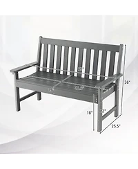 Sugift 52 Inch All-Weather Hdpe Outdoor Bench with Backrest and Armrests