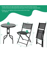 Sugift 3 Pieces Folding Bistro Table Chairs Set for Indoor and Outdoor