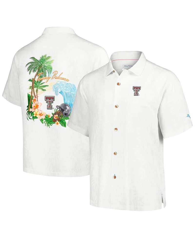 Tommy Bahama Men's White Texas Tech Red Raiders Castaway Game Camp Button-Up Shirt