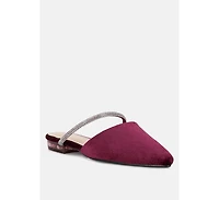 turnon velvet diamante detail flat mules