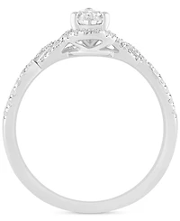 Diamond Pear Halo Twist Engagement Ring (3/4 ct. t.w.) 14k White Gold