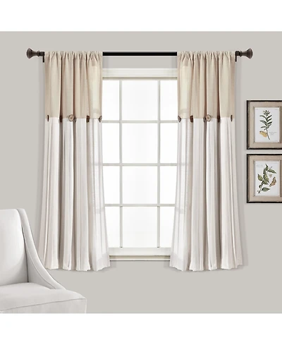 Lush Decor Linen Button Window Curtain Panels