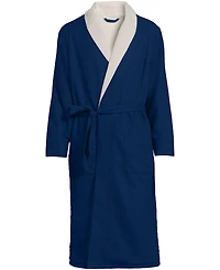 Lands' End Men's High Pile Fleece Lined Flannel Robe