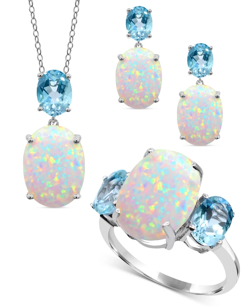 Lab Grown Opal & Sky Blue Topaz (2 ct. t.w.) Ring in Sterling Silver