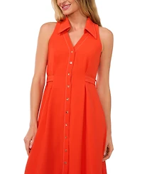 CeCe Women's Sleeveless Cinched-Waist V-Neck Midi Dress